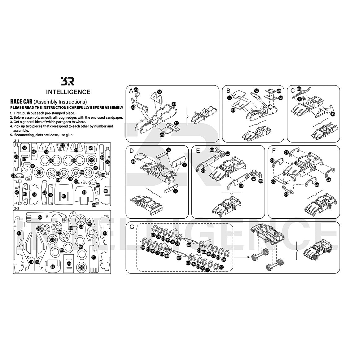 Race Car 3D Wood Assembly Kit