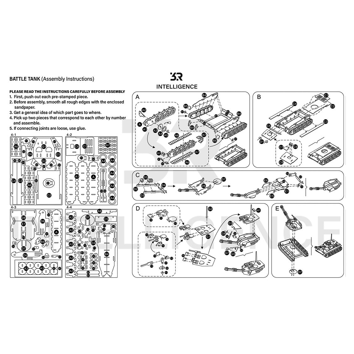 Battle Tank 3D Wood Assembly Kit