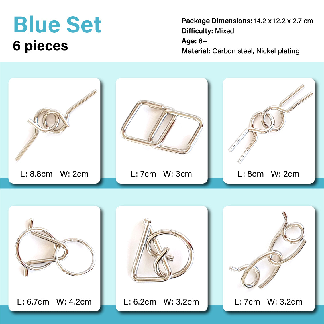 Blue Wire Ring Set