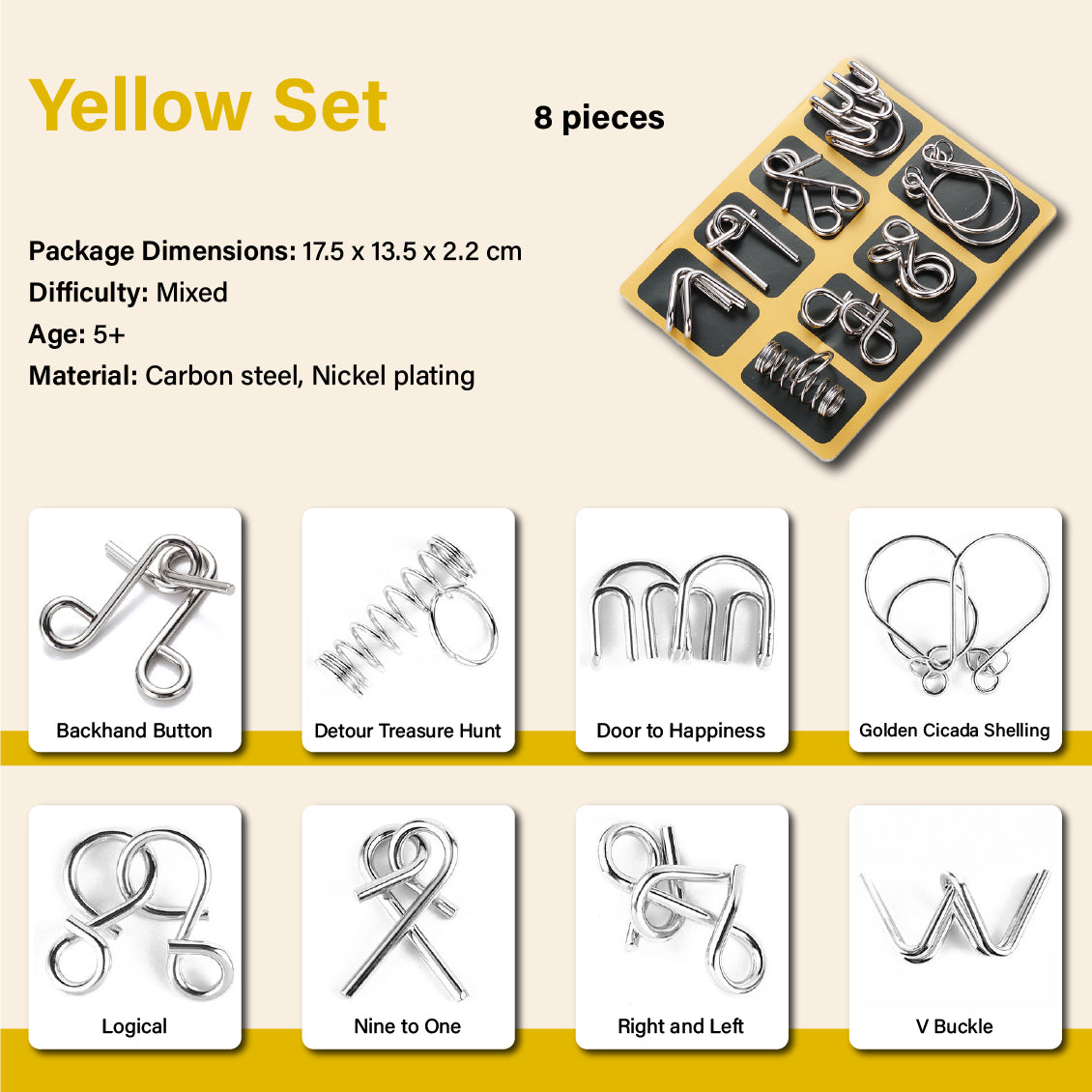 Yellow Wire Ring Set