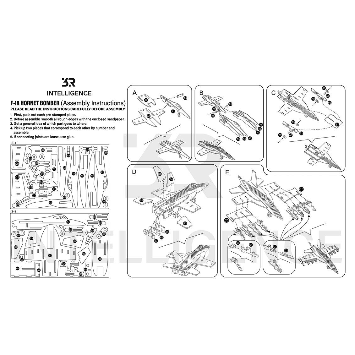 F-18 Hornet Bomber 3D Wood Assembly Kit